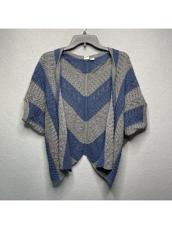 Roxy Sweaters - Roxy Womens Blue & Gray Chevron Knit Open Front Cardigan Sweater S Lightweight